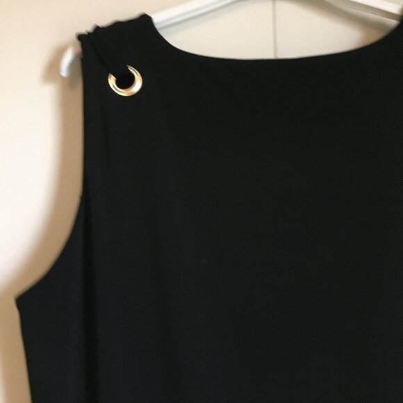 NWT Carmen Marc Valvo Black Grommet Shoulder Tie Hem Tank Top - Picture 7 of 15